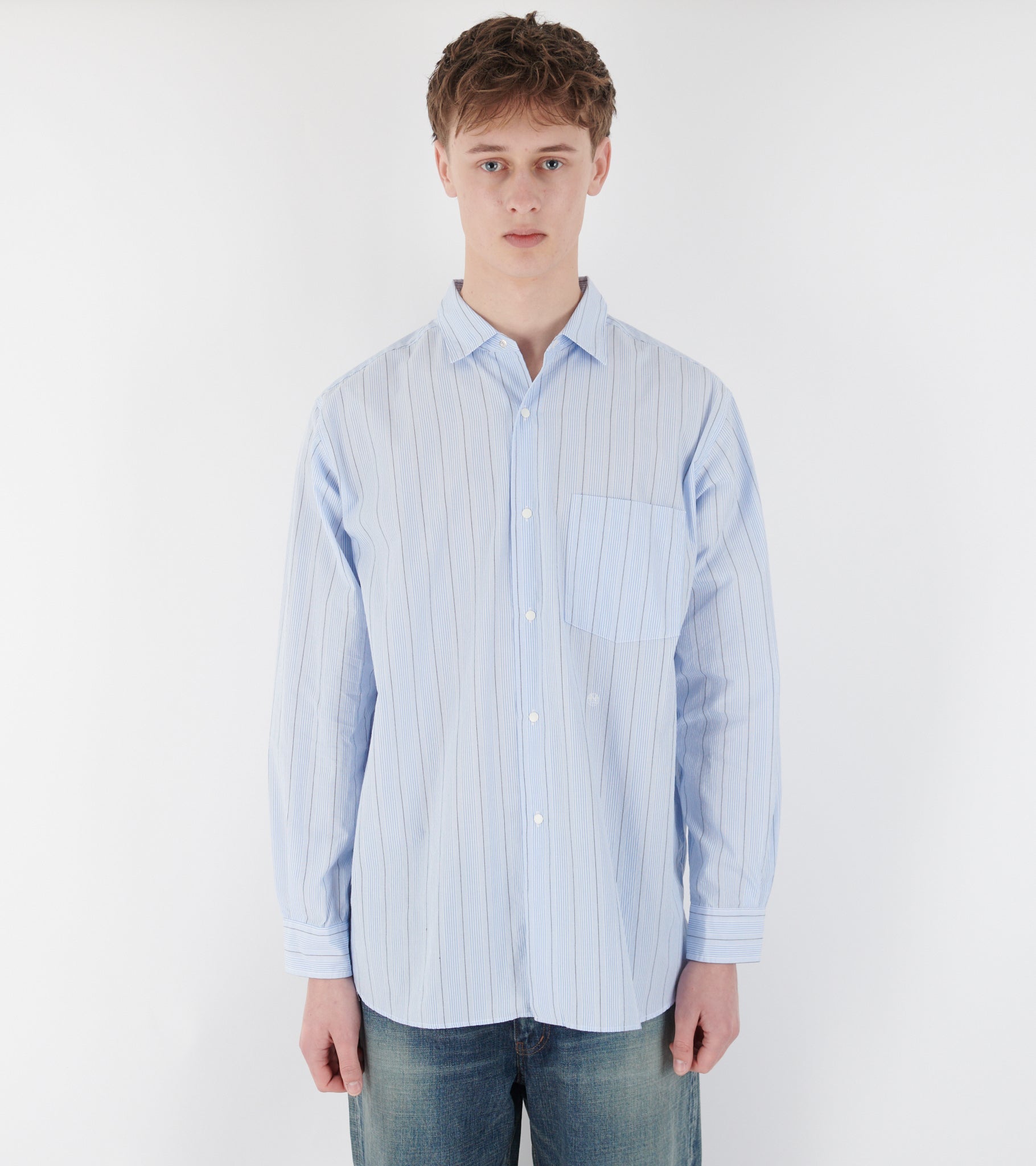 Stripe Wind Shirt Sax