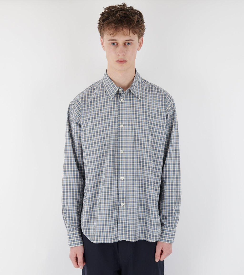 Falster Fine Check Oversize Shirt Cerulean