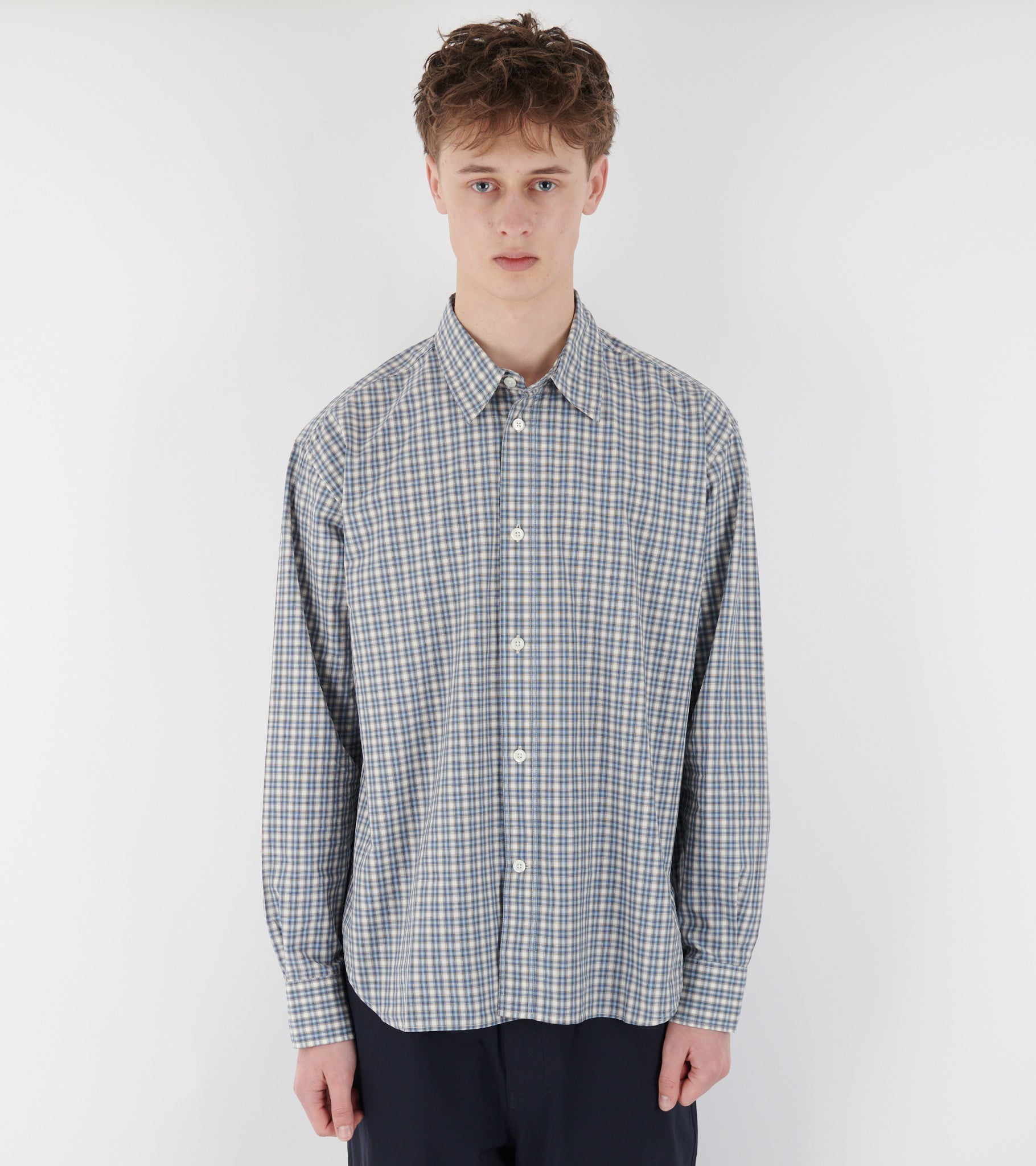 Falster Fine Check Oversize Shirt Cerulean