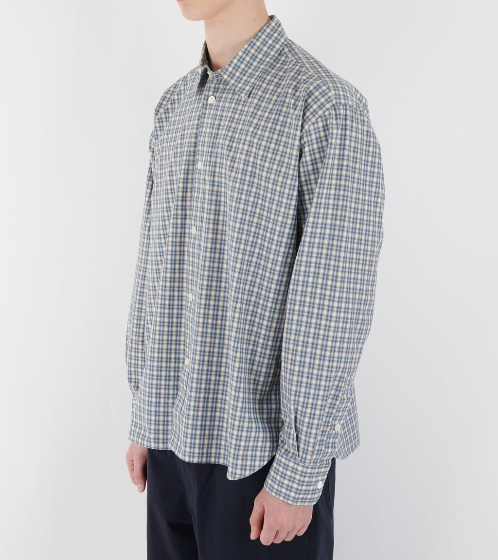 Falster Fine Check Oversize Shirt Cerulean