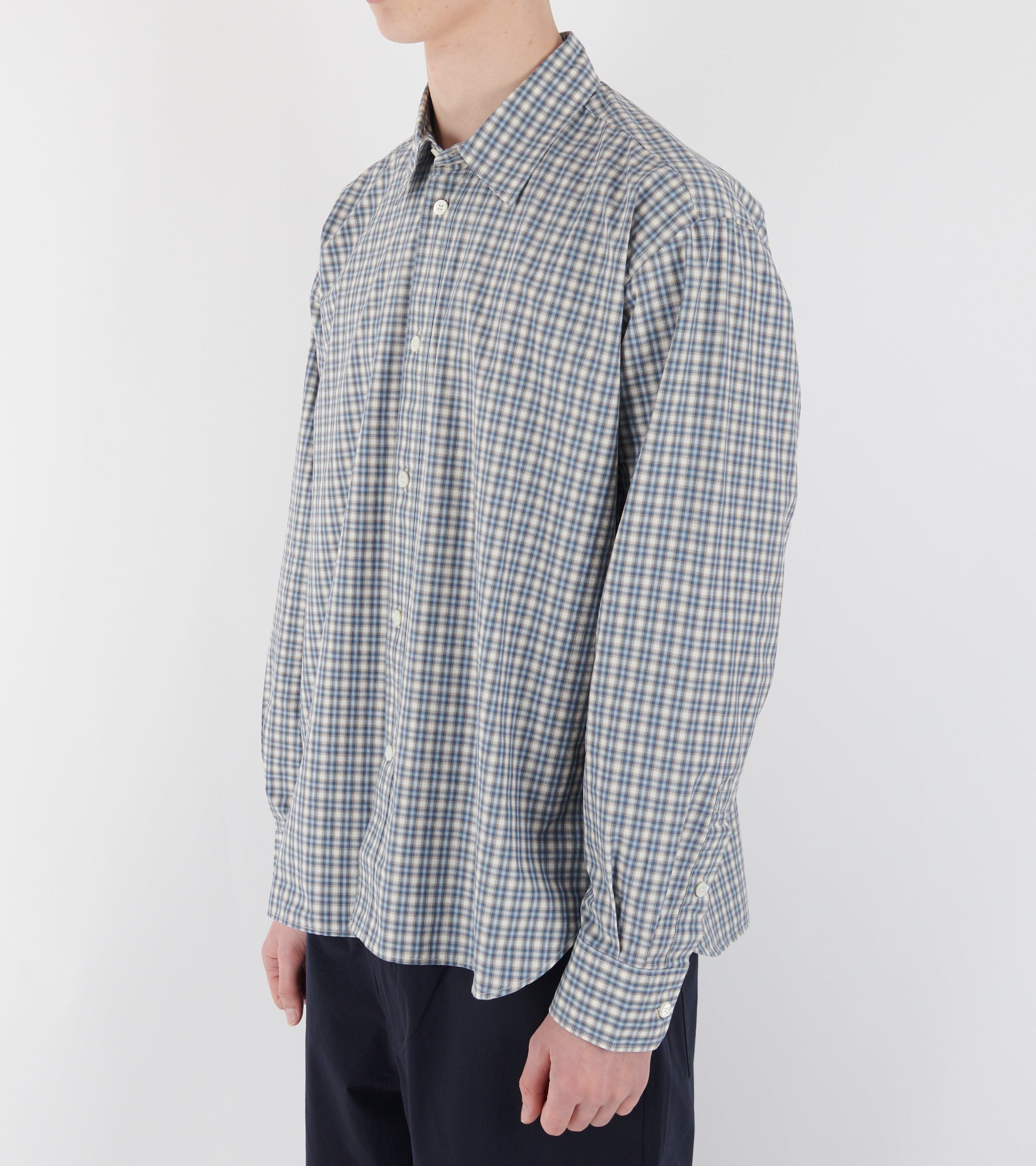 Falster Fine Check Oversize Shirt Cerulean