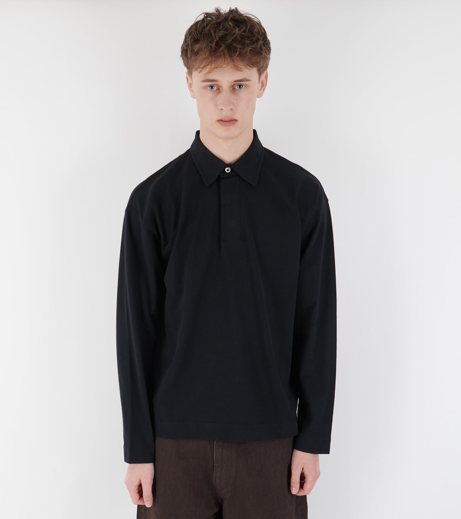 Isefjord Compact Cotton LS Polo Black