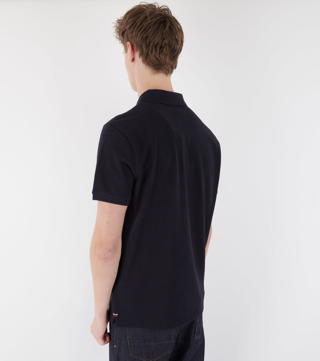 Logo Patch Cotton Pique Polo Shirt Navy