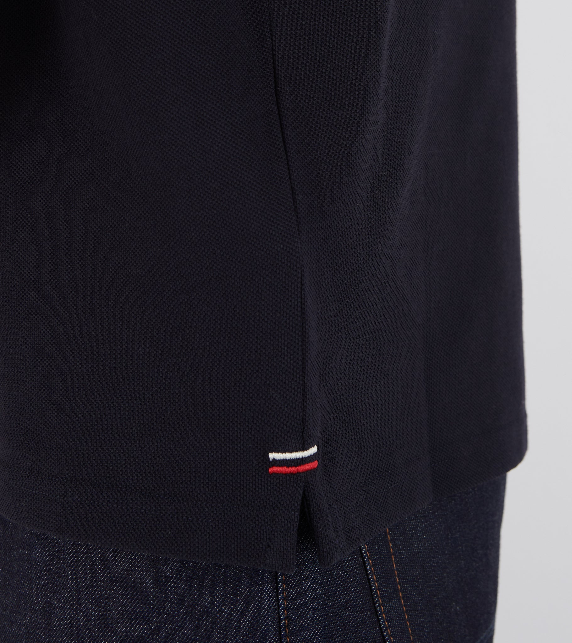 Logo Patch Cotton Pique Polo Shirt Navy