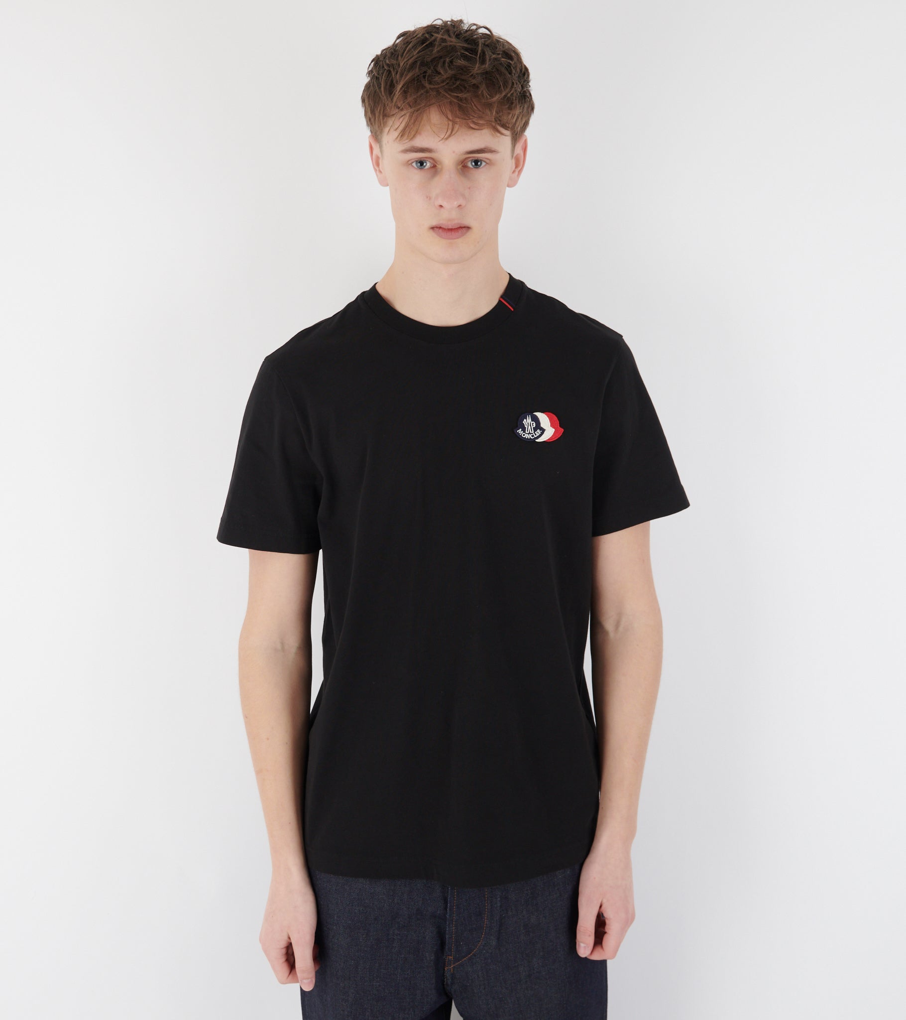 Embroidered Tricolor Logo Cotton T-shirt Black