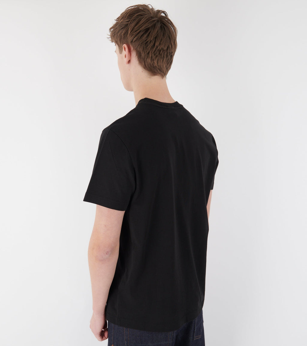 Embroidered Tricolor Logo Cotton T-shirt Black