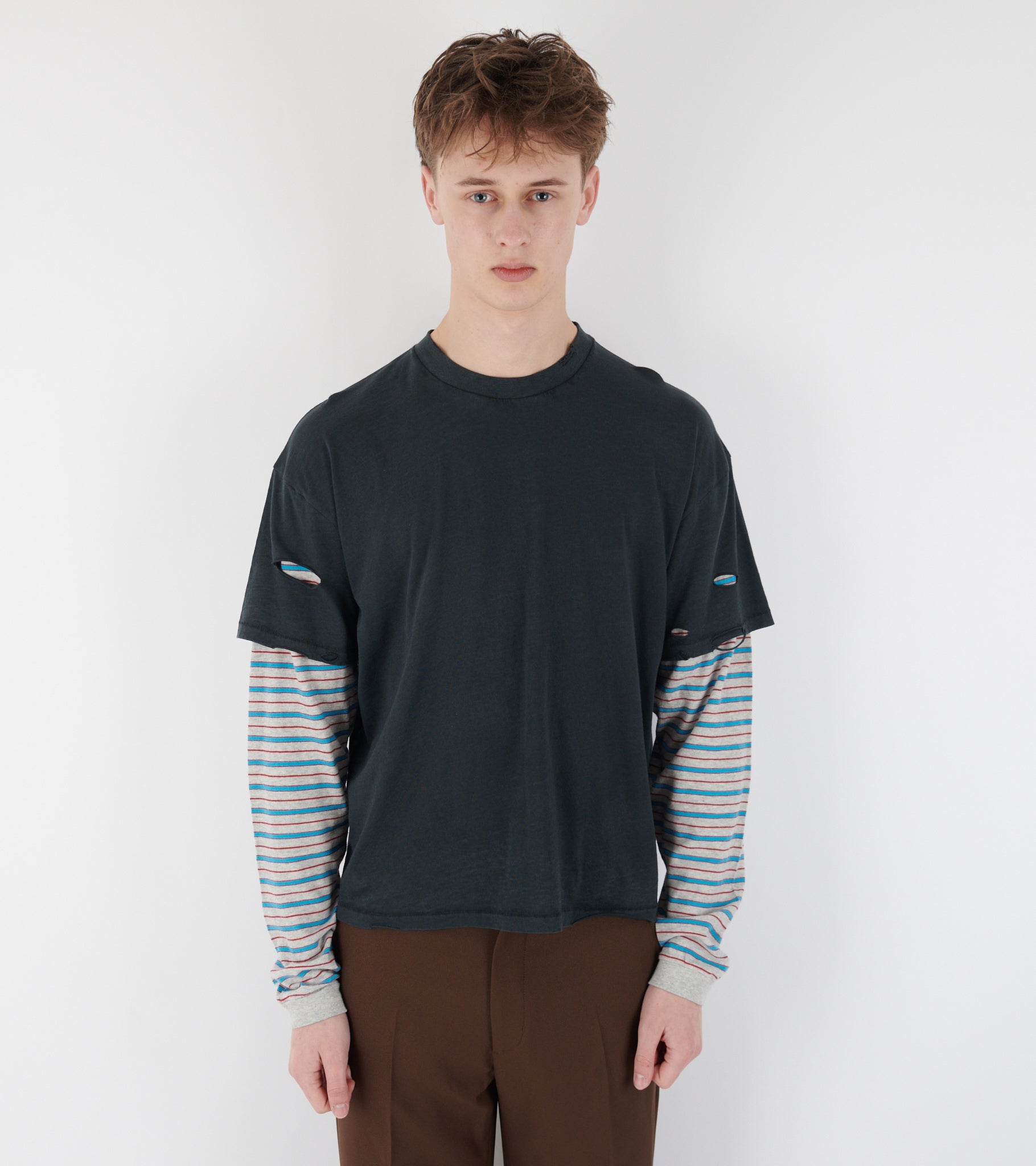 Back Logo Layered Box Tee Black