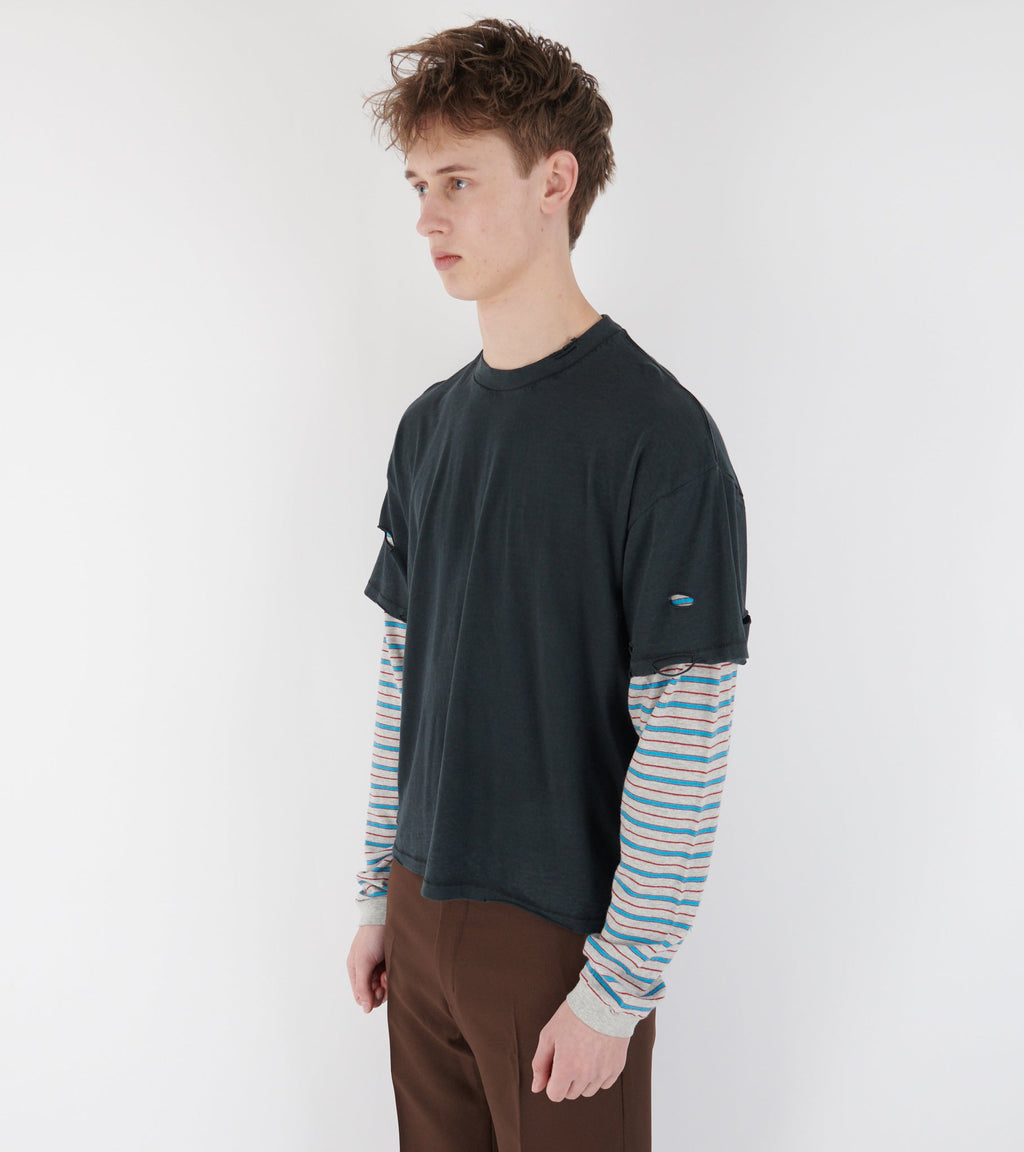 Back Logo Layered Box Tee Black