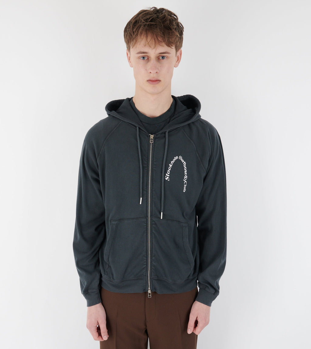 Logo Zip Hoodie Dusty Black