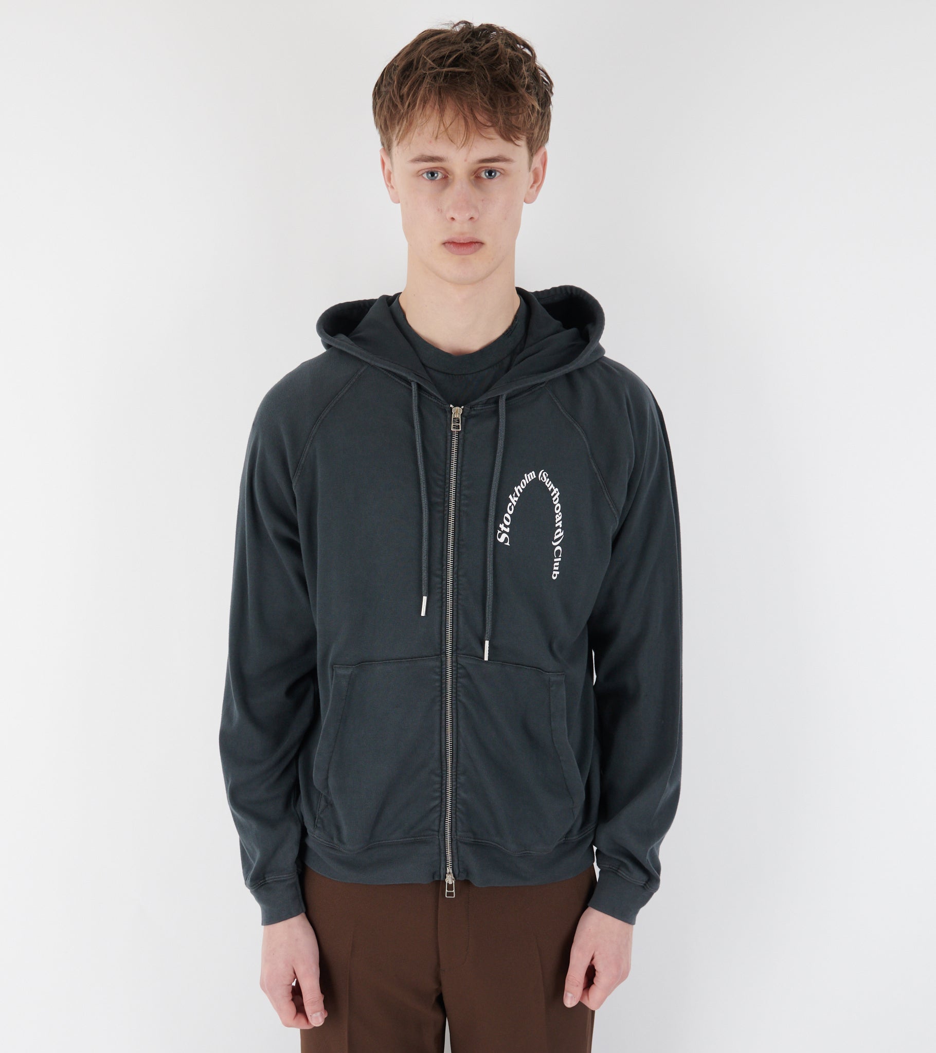 Logo Zip Hoodie Dusty Black