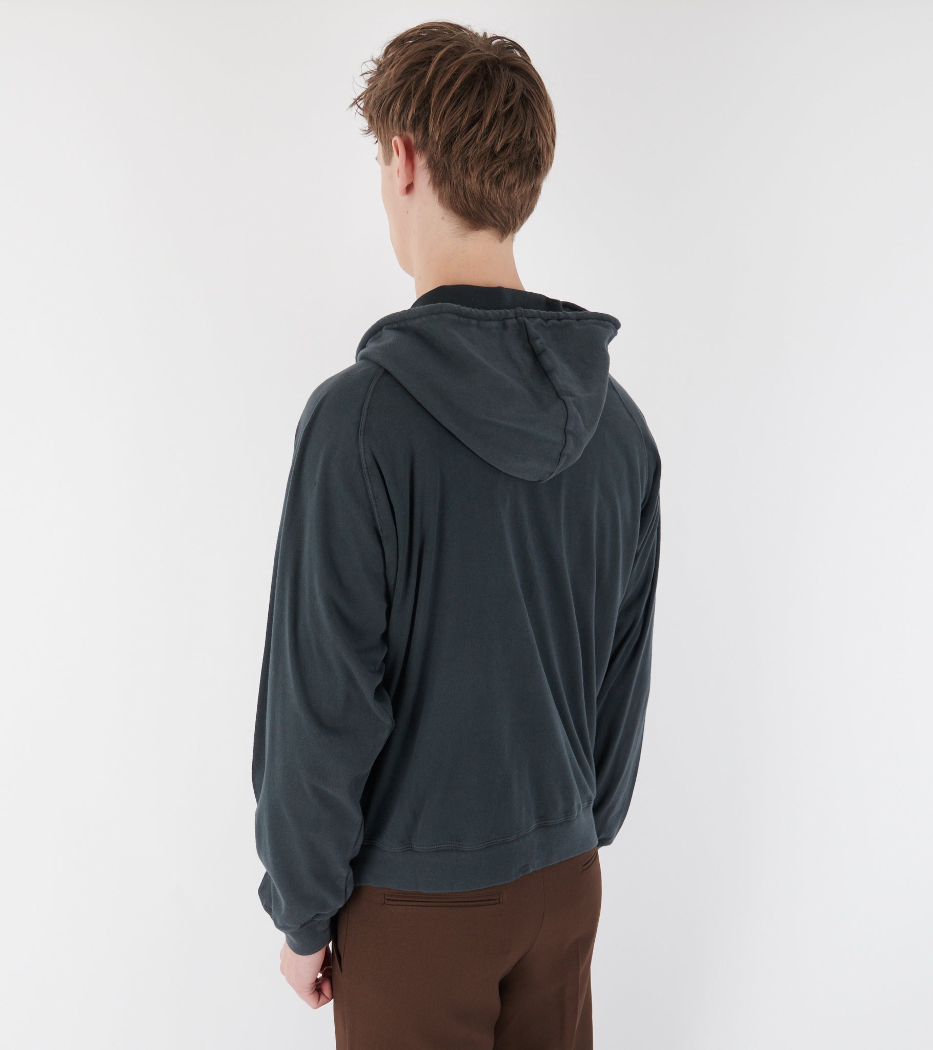 Logo Zip Hoodie Dusty Black