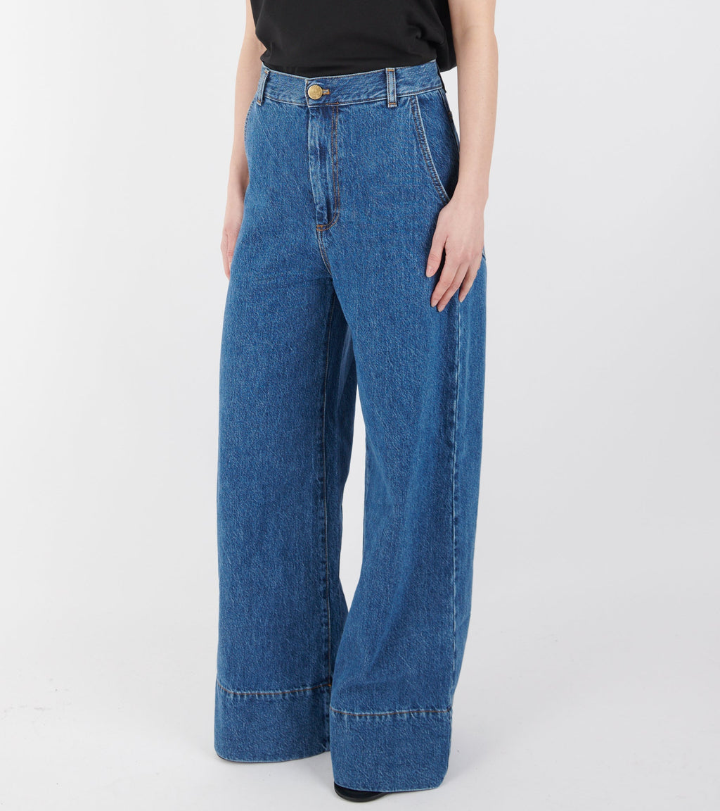 Hemp/Cotton Wide Leg Jeans Blue