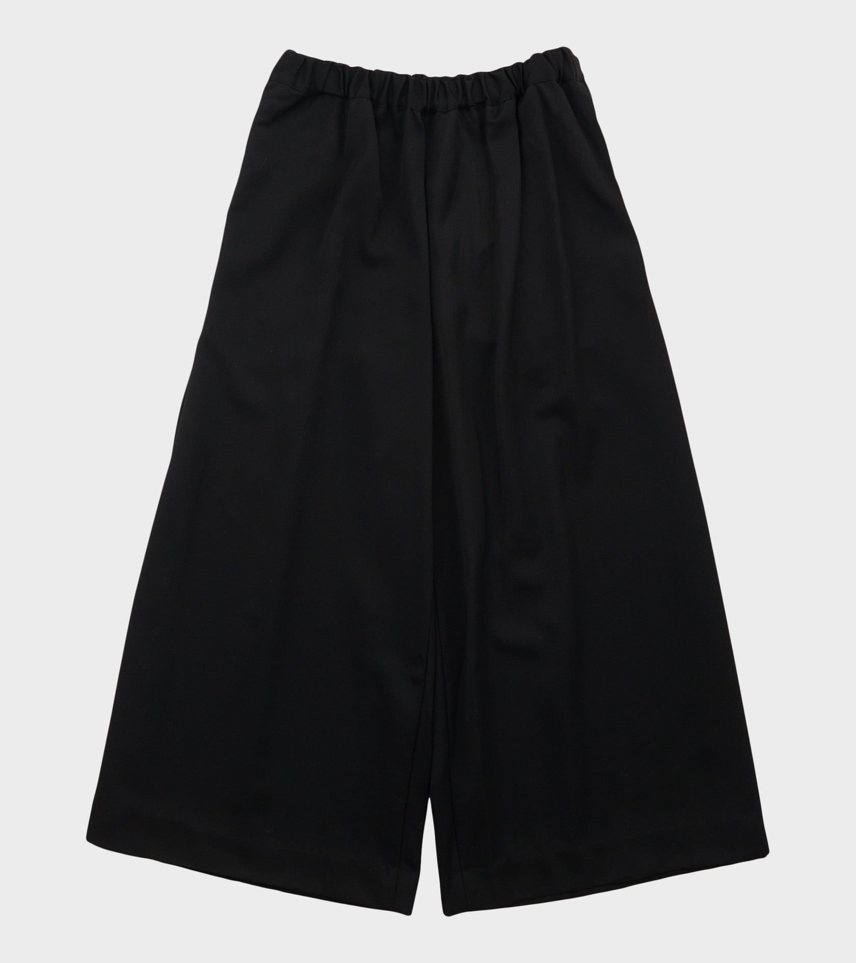Wide Cropped Wool Pants Black