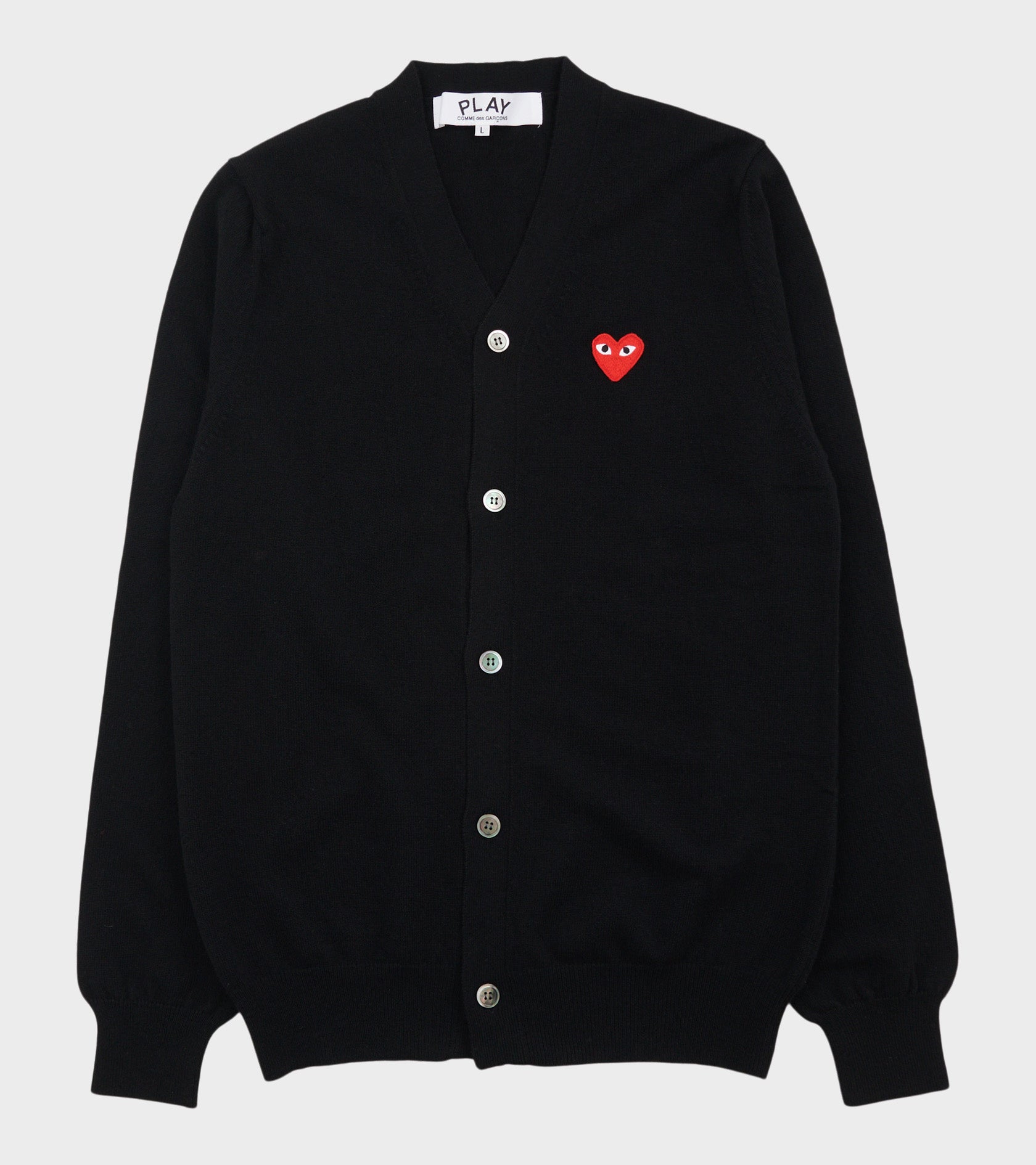 U Red Heart V-neck Cardigan Black
