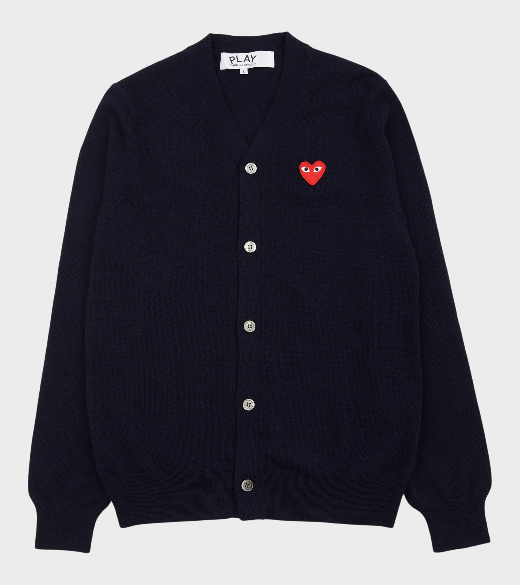U Red Heart V-neck Cardigan Navy