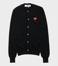 U Red Heart Round Neck Cardigan Black