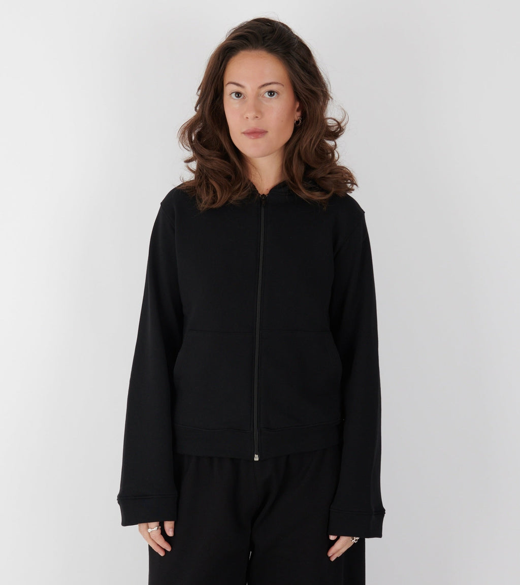 Lace Zip-up Hoodie Black