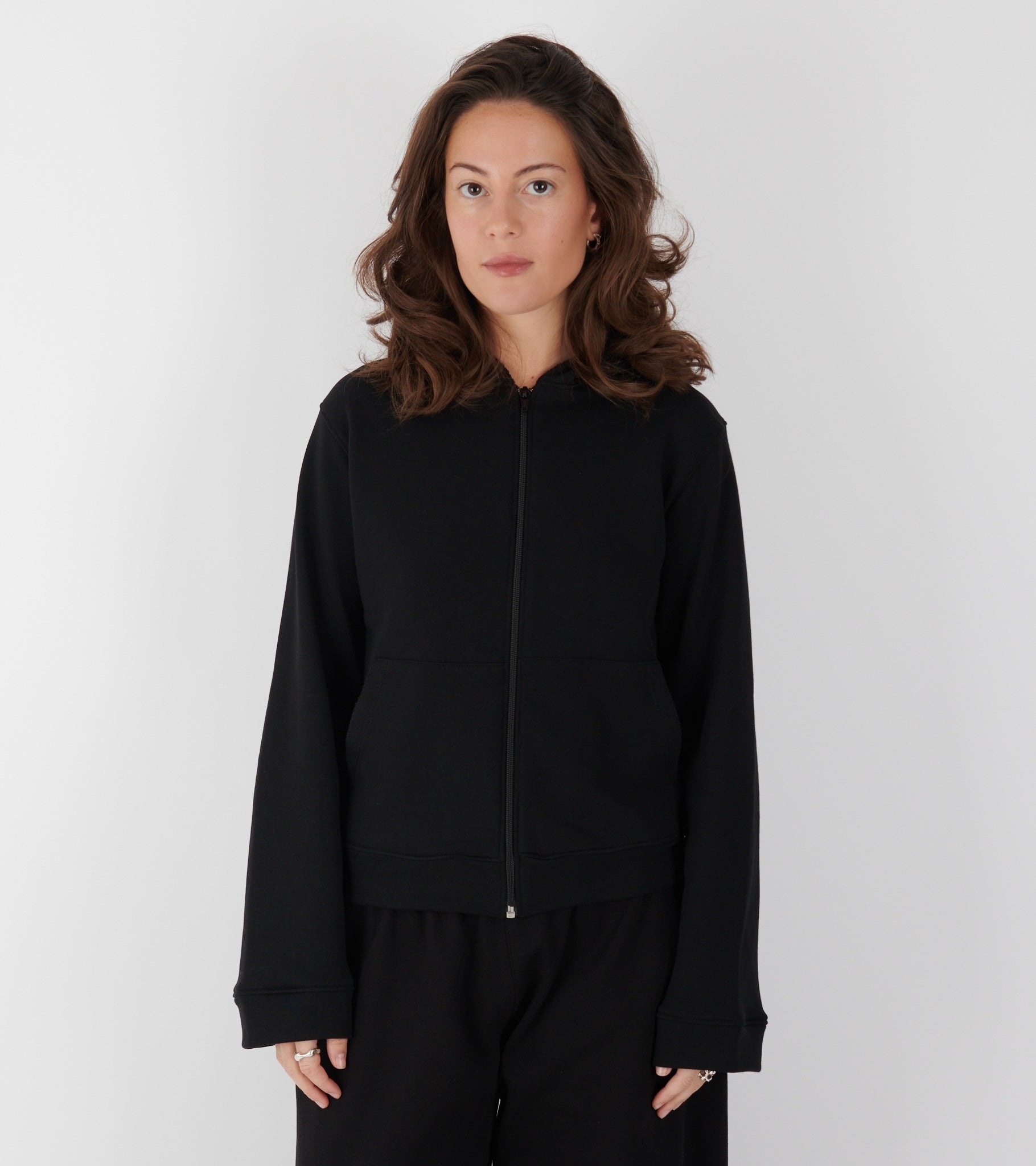 Lace Zip-up Hoodie Black