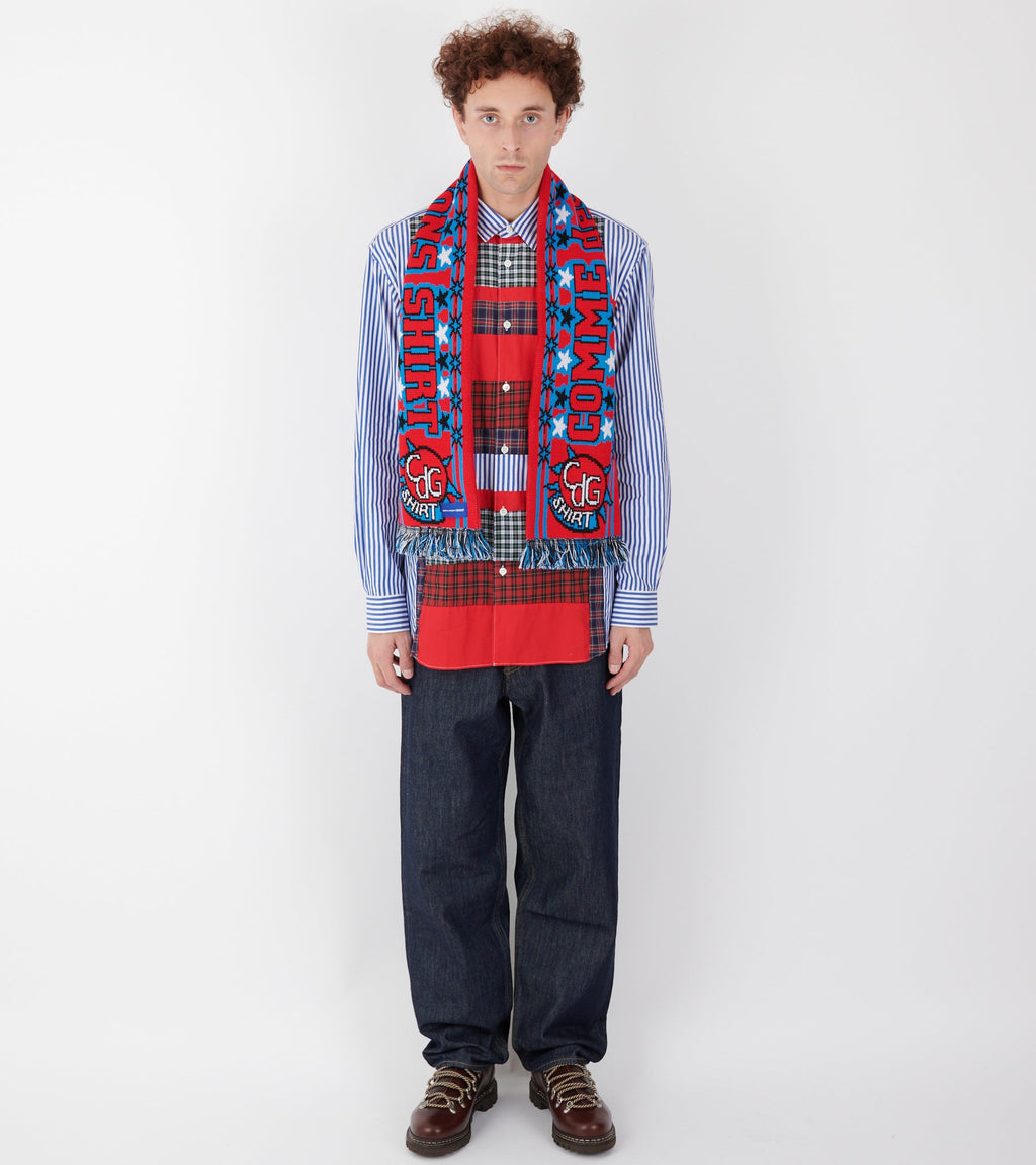 Checkered Patchwork Shirt Blue/Red/Green Mix