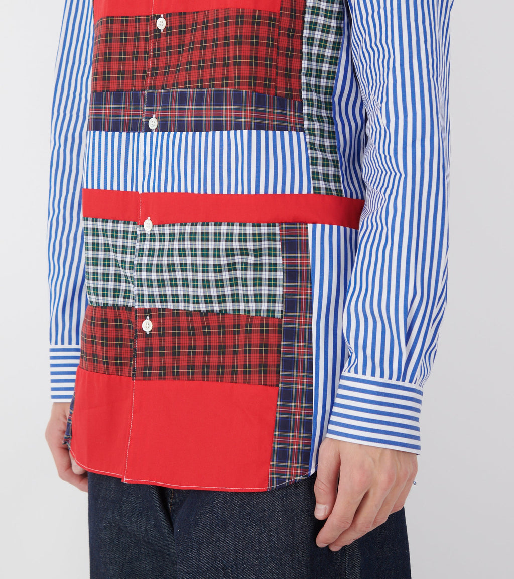 Checkered Patchwork Shirt Blue/Red/Green Mix
