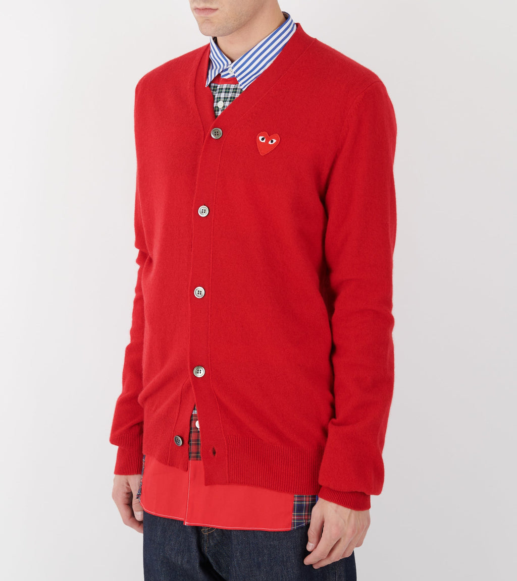 U Red Heart V-neck Cardigan Red