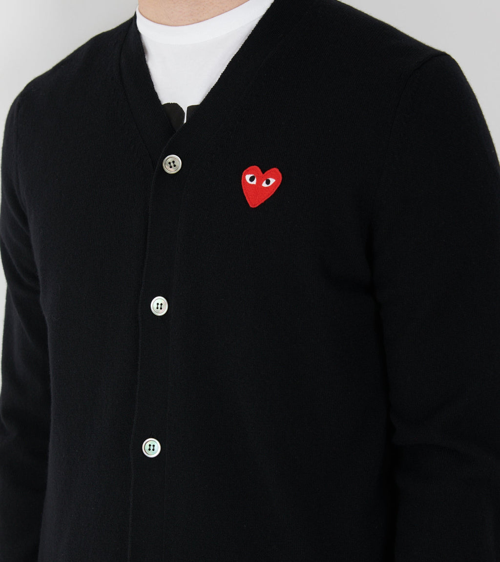 U Red Heart V-neck Cardigan Black