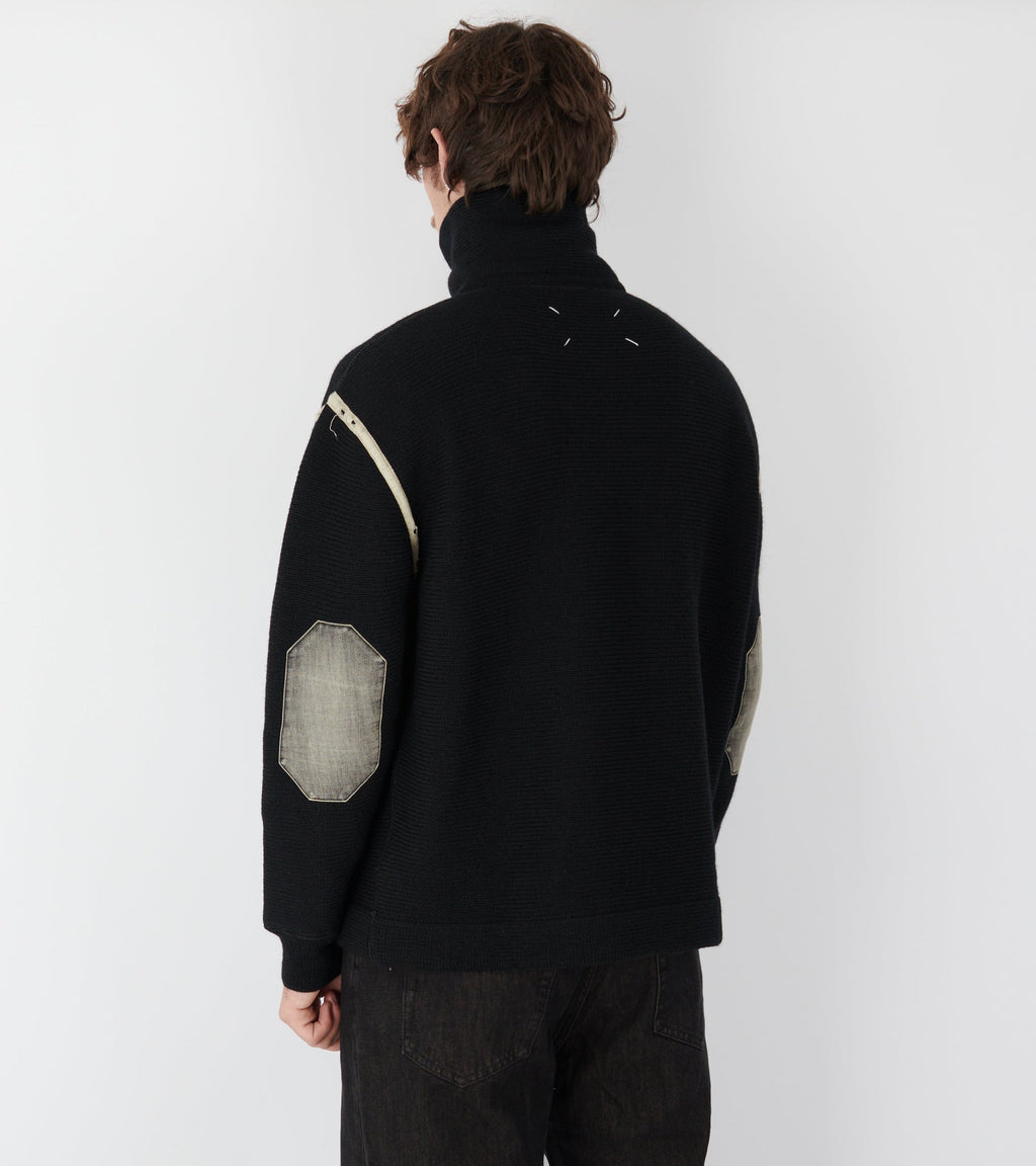 Chunky Wool Half-zip Black