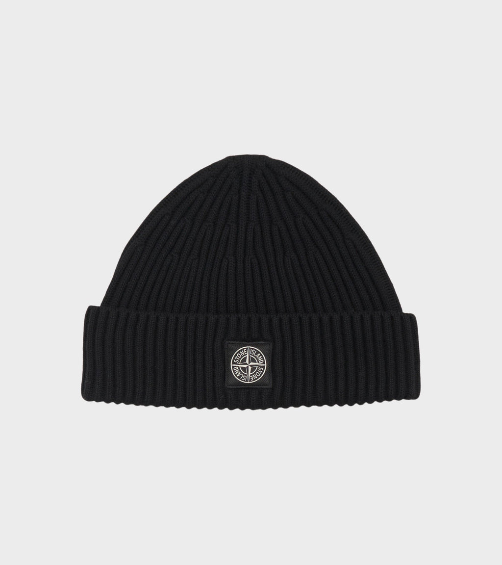 Rib Wool Logo Beanie Black