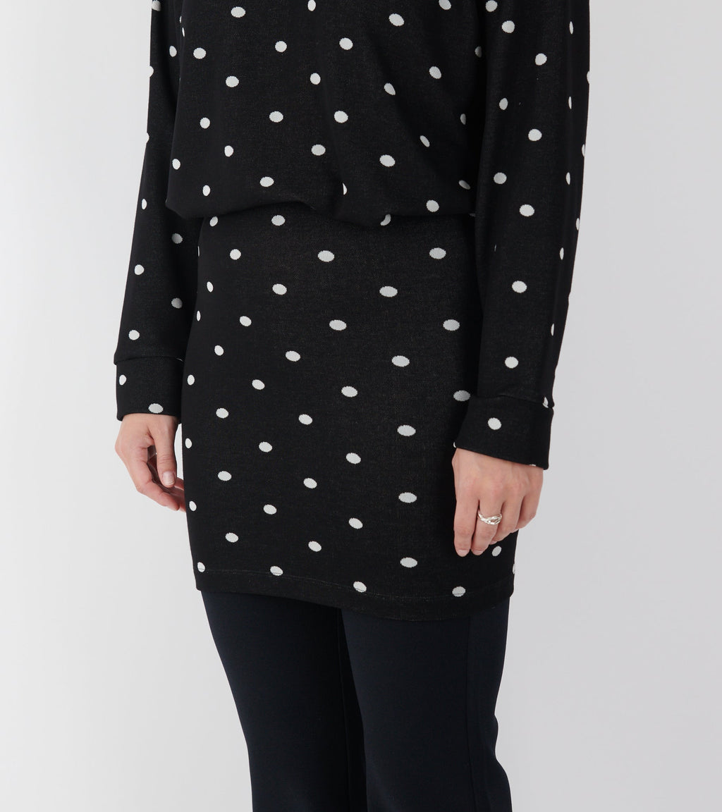 Jaquard Dot Skirt Black/Ecru