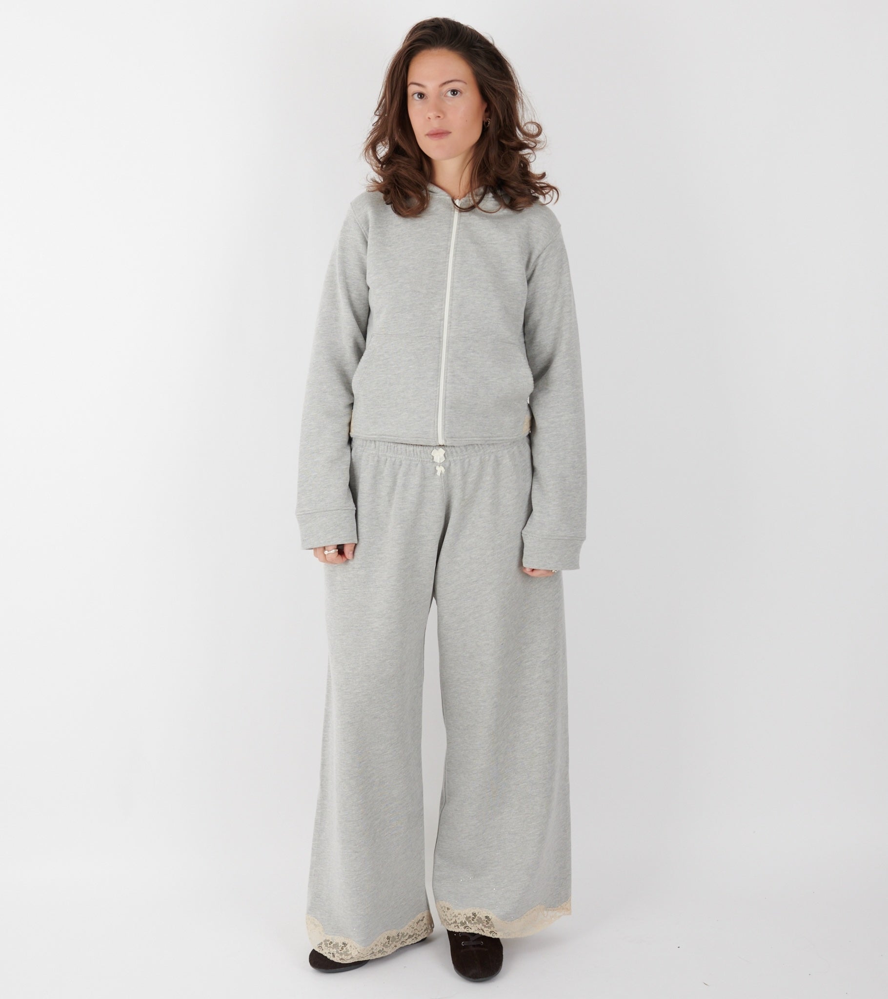Lace Sweatpants Light Grey Melange