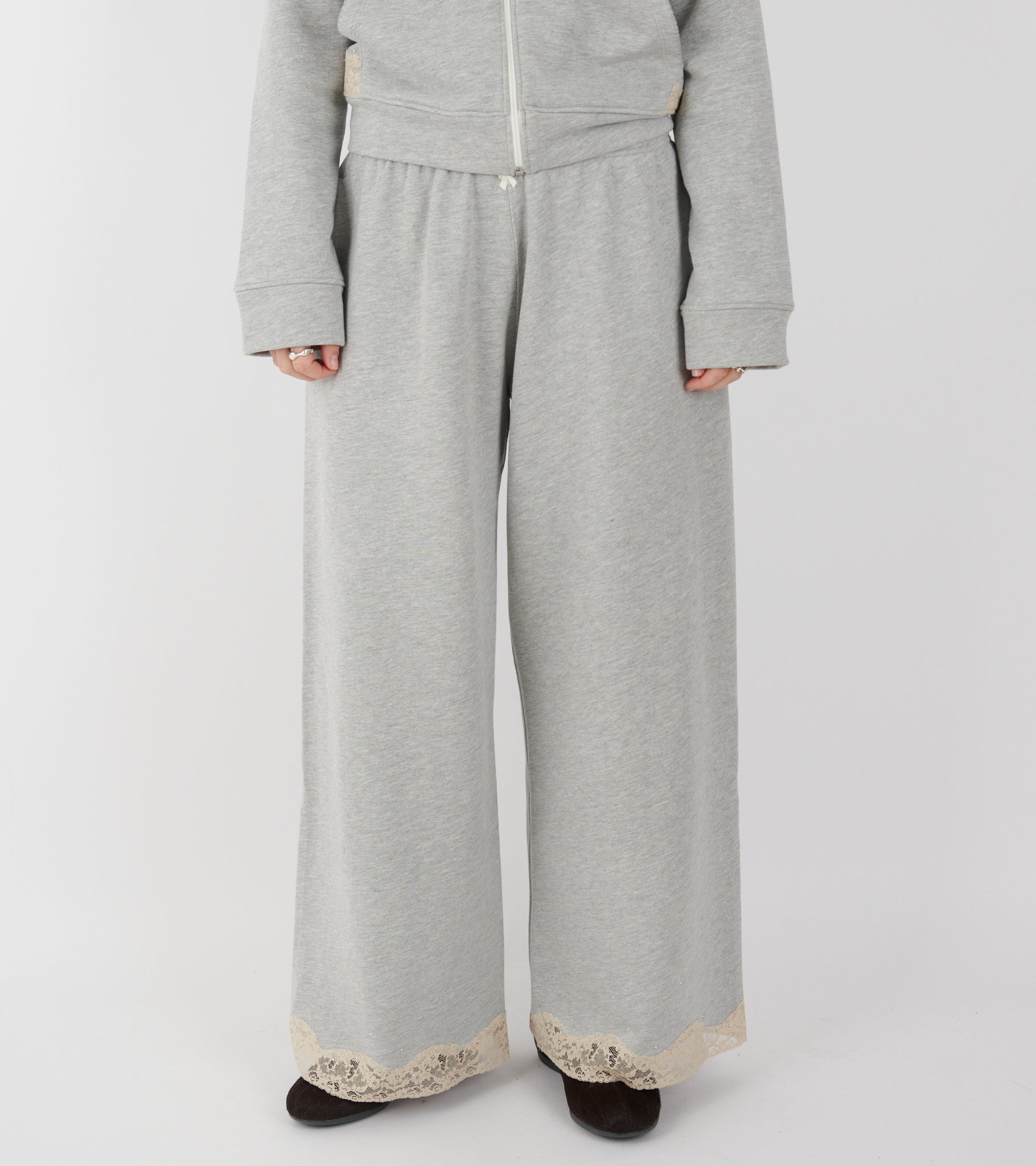 Lace Sweatpants Light Grey Melange