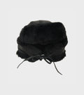 Leather Back Straight Hair Sheepskin Tapper Hat Black