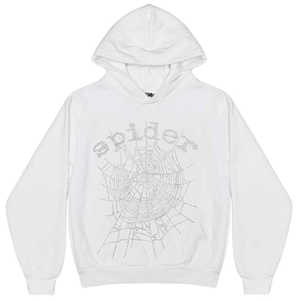 SP5DER OG RHINESTONE HOODIE WHITE