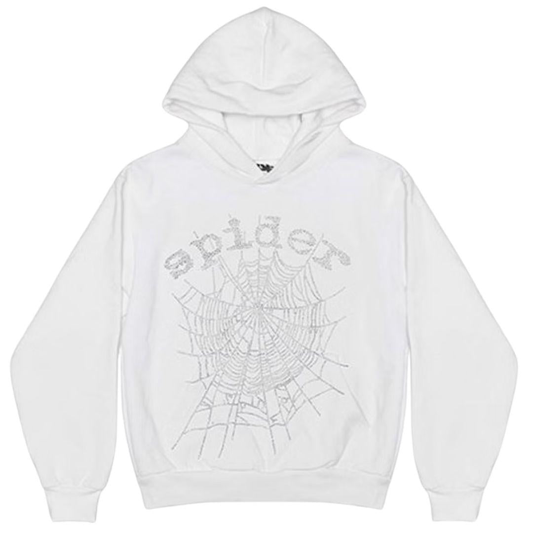 SP5DER OG RHINESTONE HOODIE WHITE