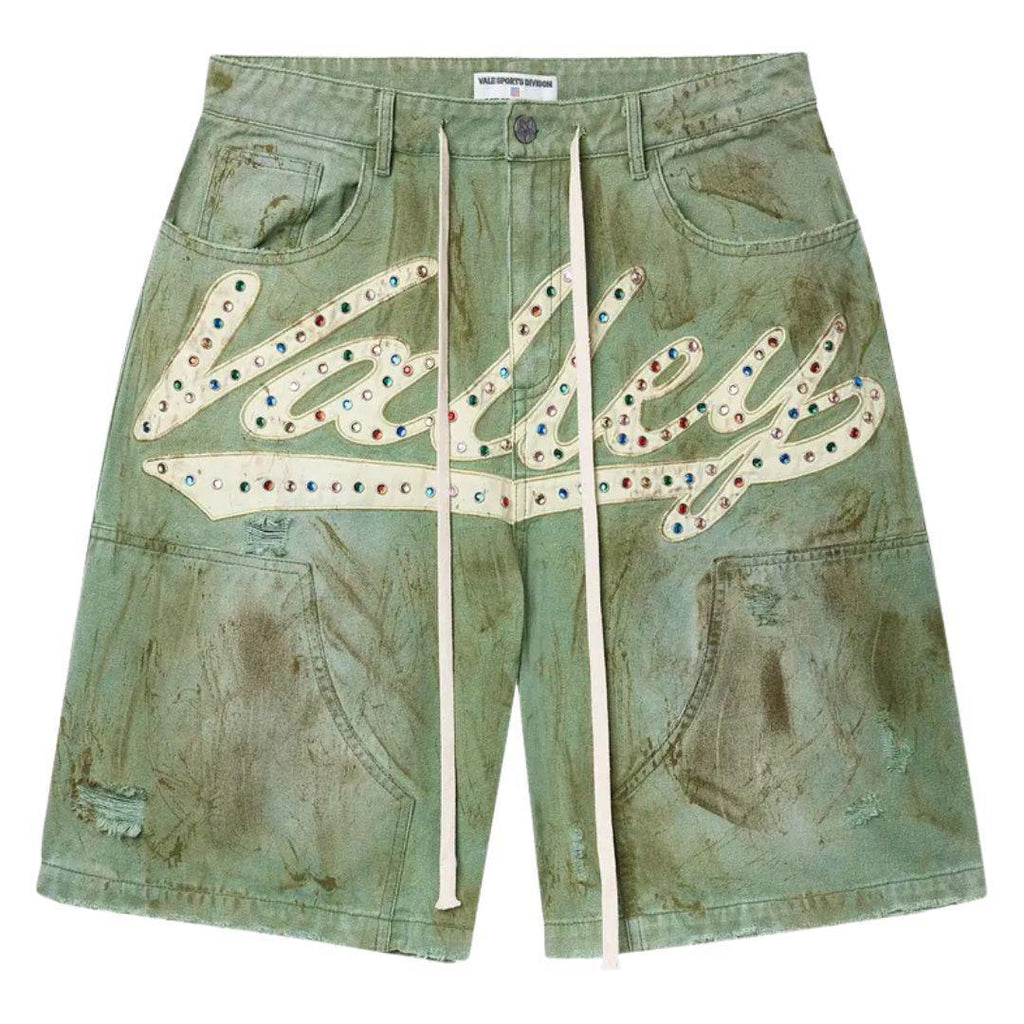 VALE FOREVER SKITTLE DENIM SHORTS GREEN
