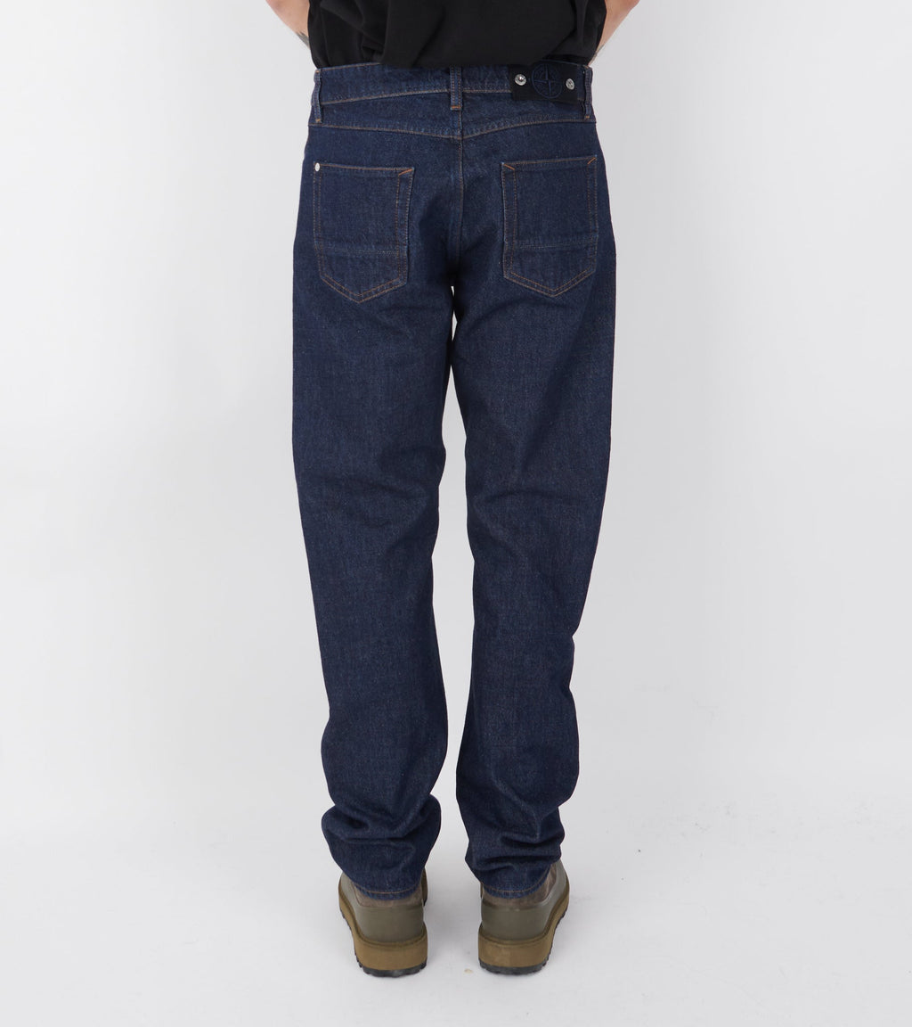 Indigo Denim Rinsed Straight Jeans Dark Blue