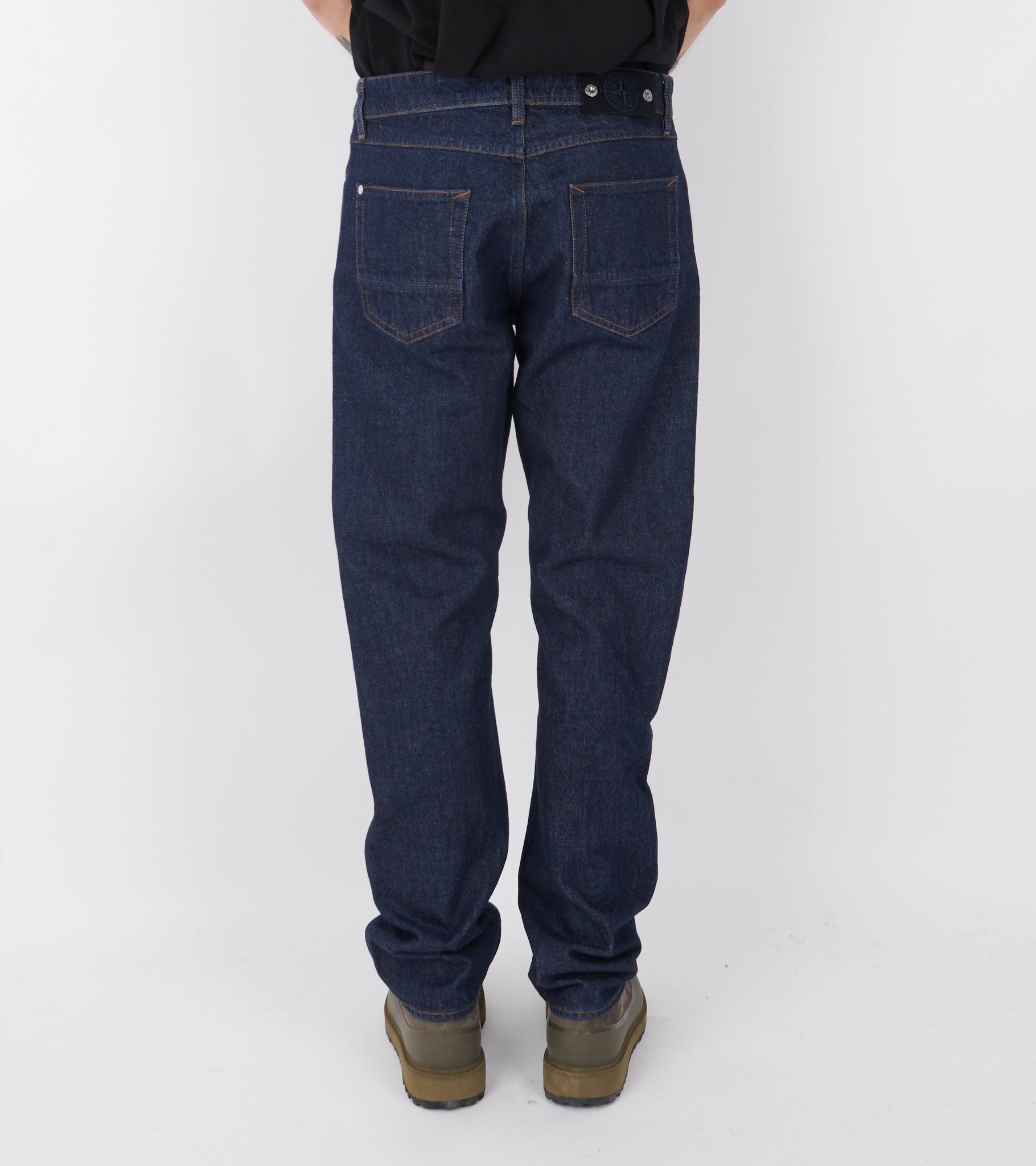 Indigo Denim Rinsed Straight Jeans Dark Blue