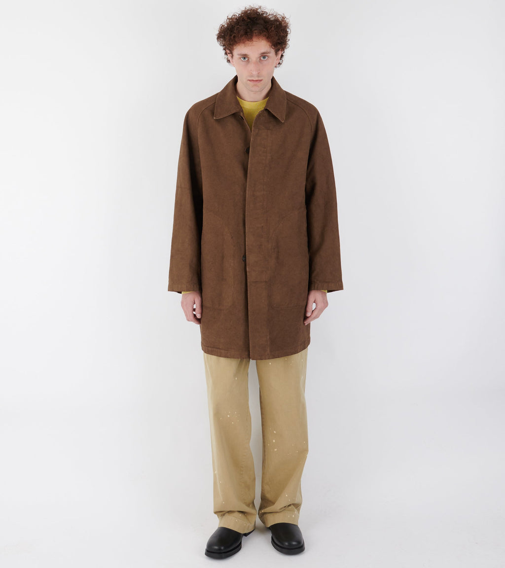 Garment Dyed Organic Cotton Heavy Twill Short Coat Dark Brown