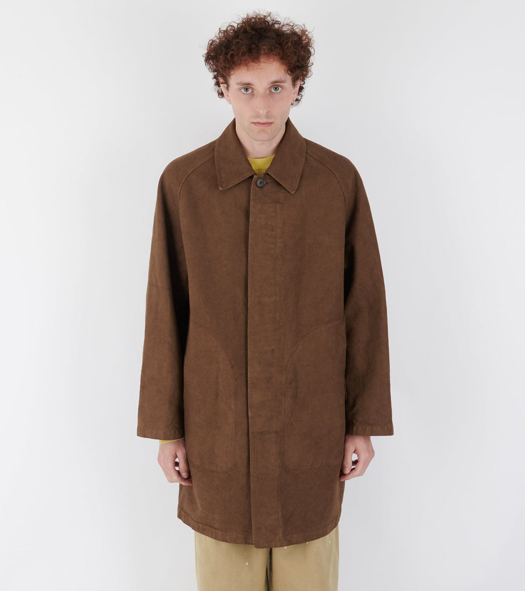 Garment Dyed Organic Cotton Heavy Twill Short Coat Dark Brown