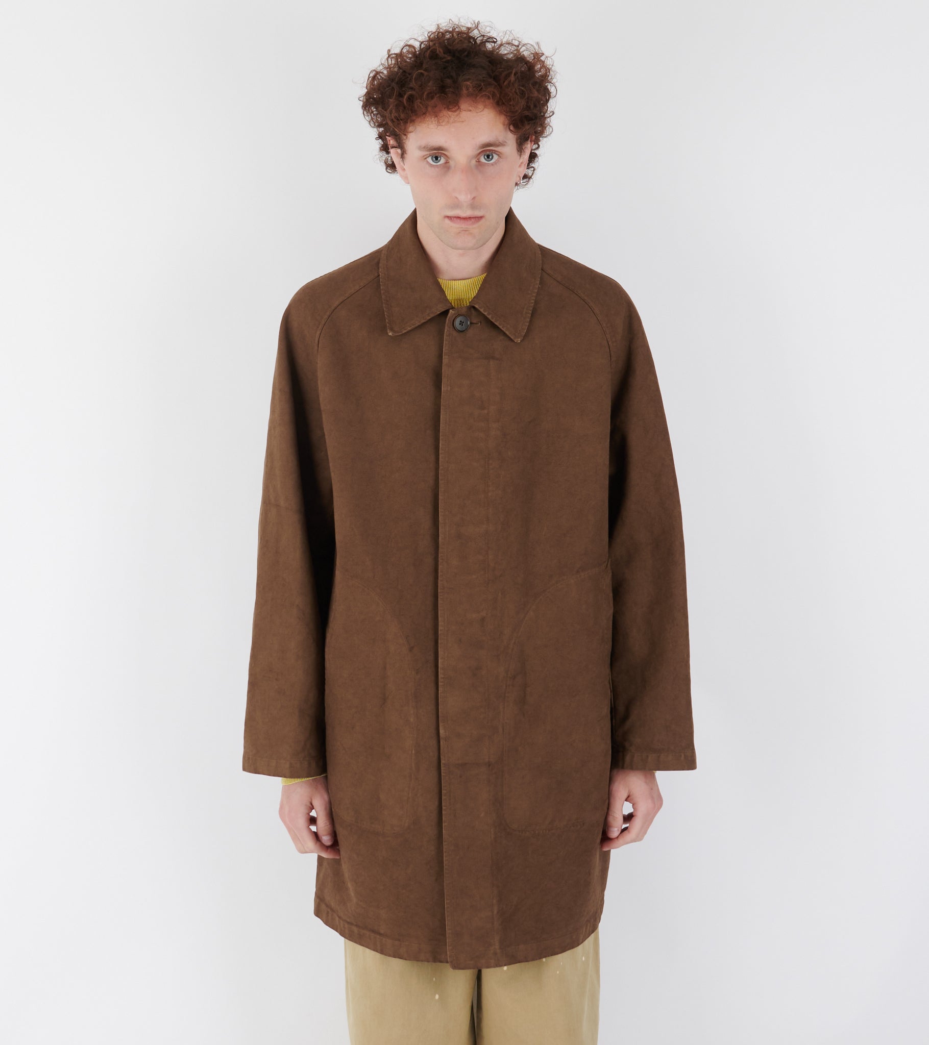 Garment Dyed Organic Cotton Heavy Twill Short Coat Dark Brown