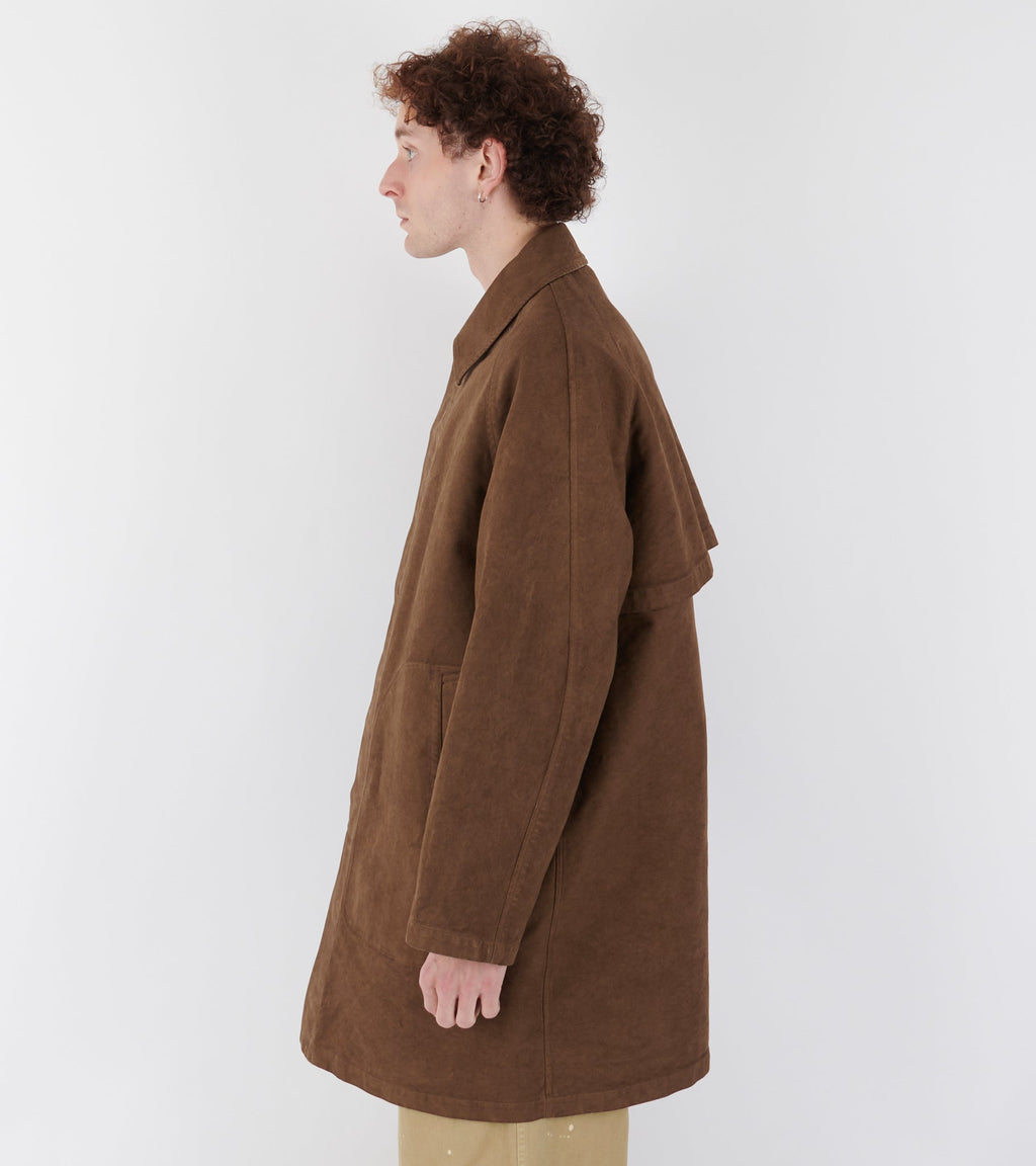 Garment Dyed Organic Cotton Heavy Twill Short Coat Dark Brown