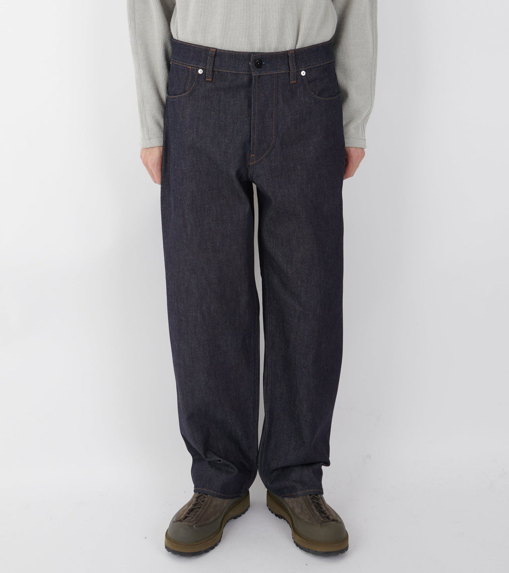 Indigo Denim Raw Loose Jeans One Wash Blue