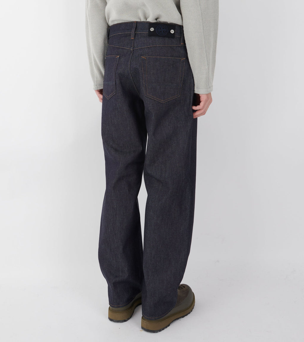Indigo Denim Raw Loose Jeans One Wash Blue