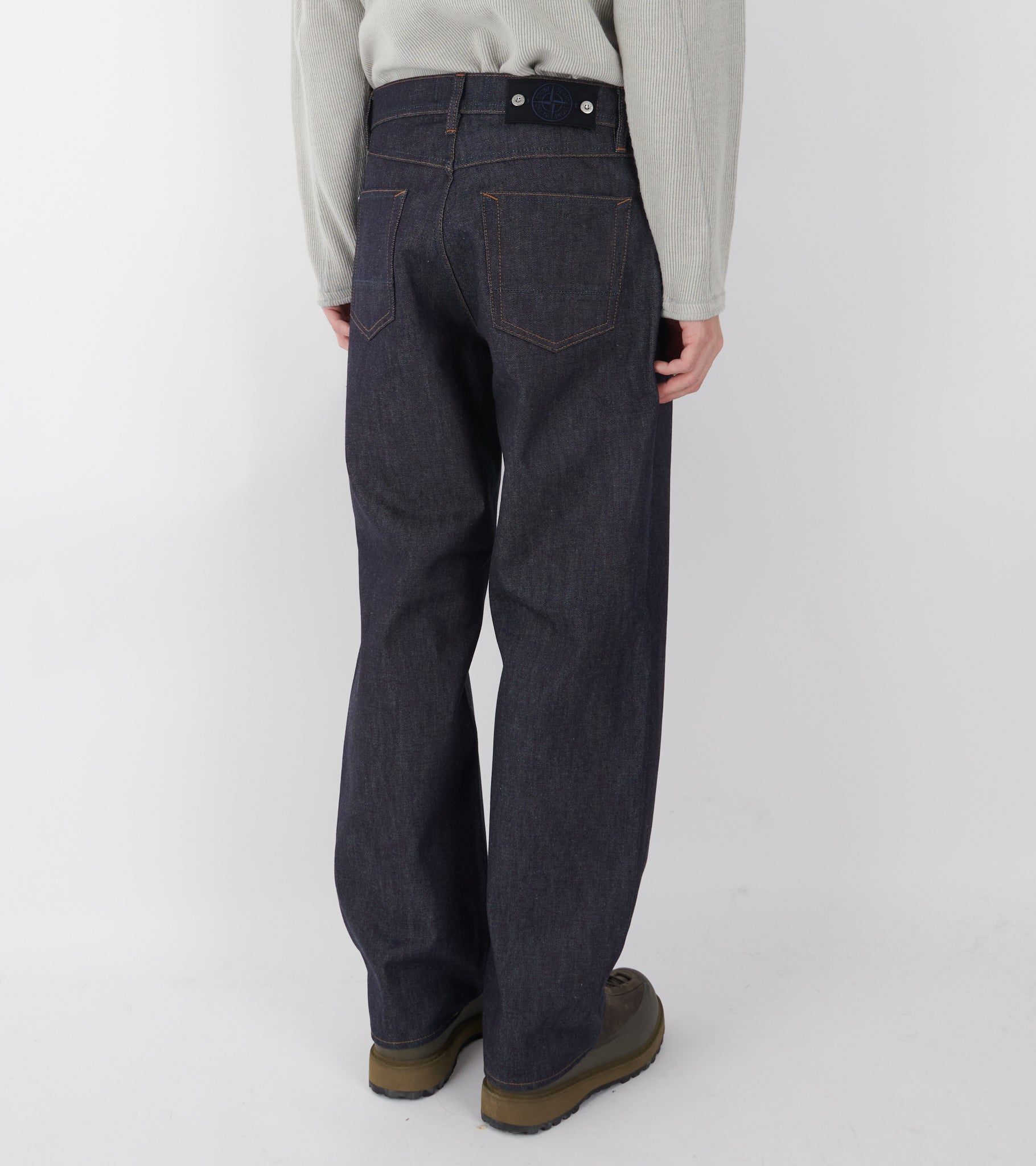 Indigo Denim Raw Loose Jeans One Wash Blue
