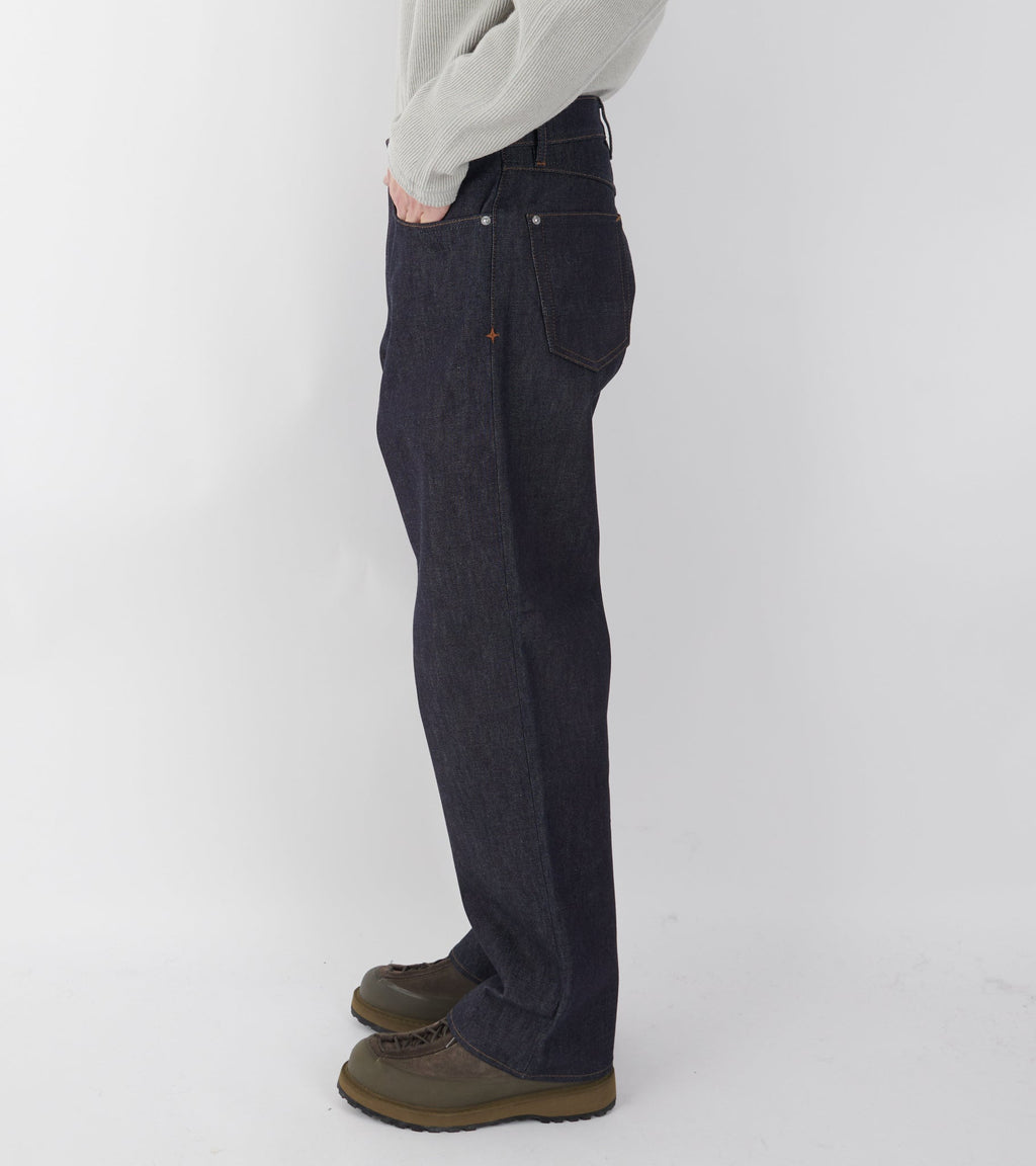 Indigo Denim Raw Loose Jeans One Wash Blue