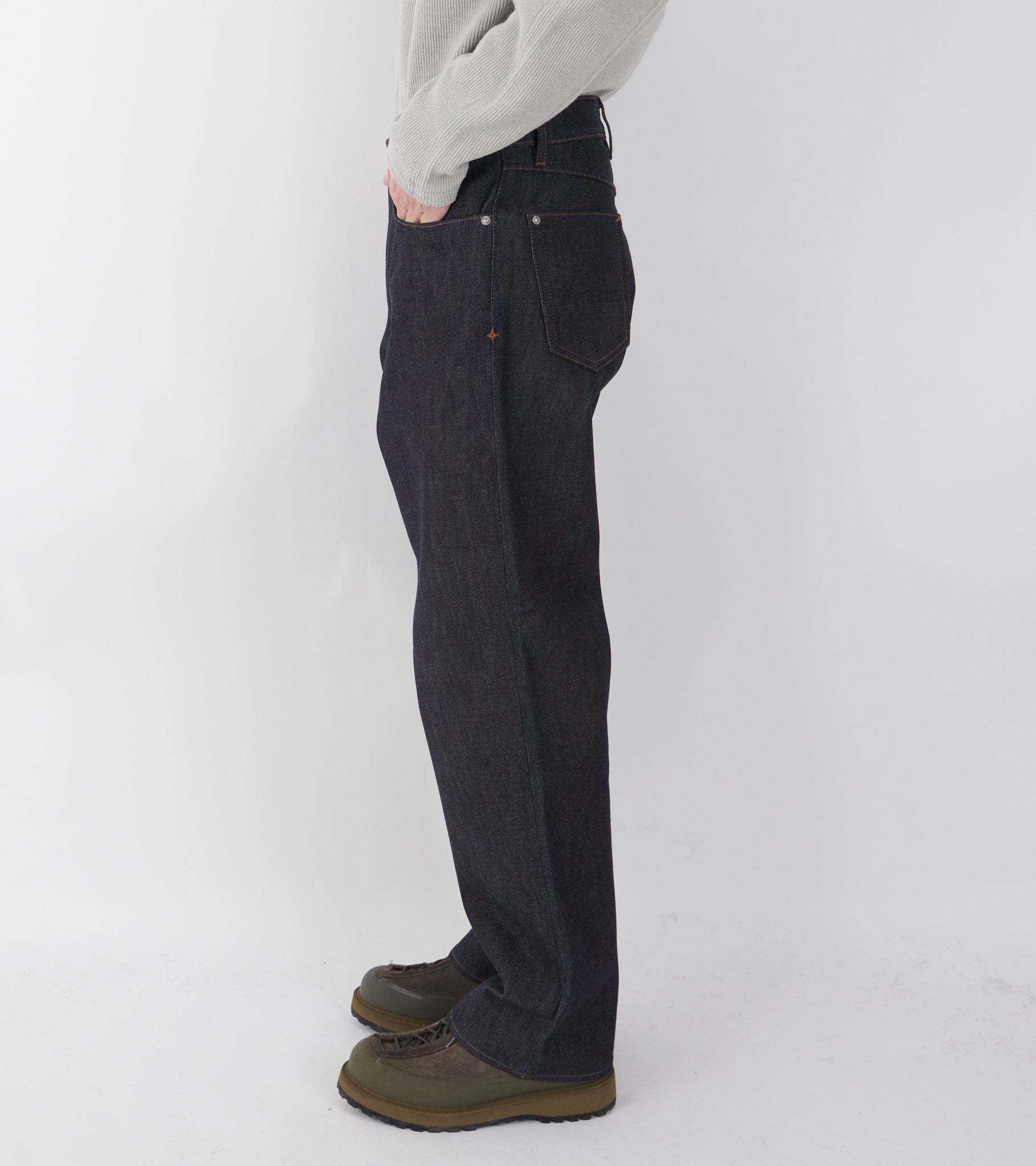 Indigo Denim Raw Loose Jeans One Wash Blue