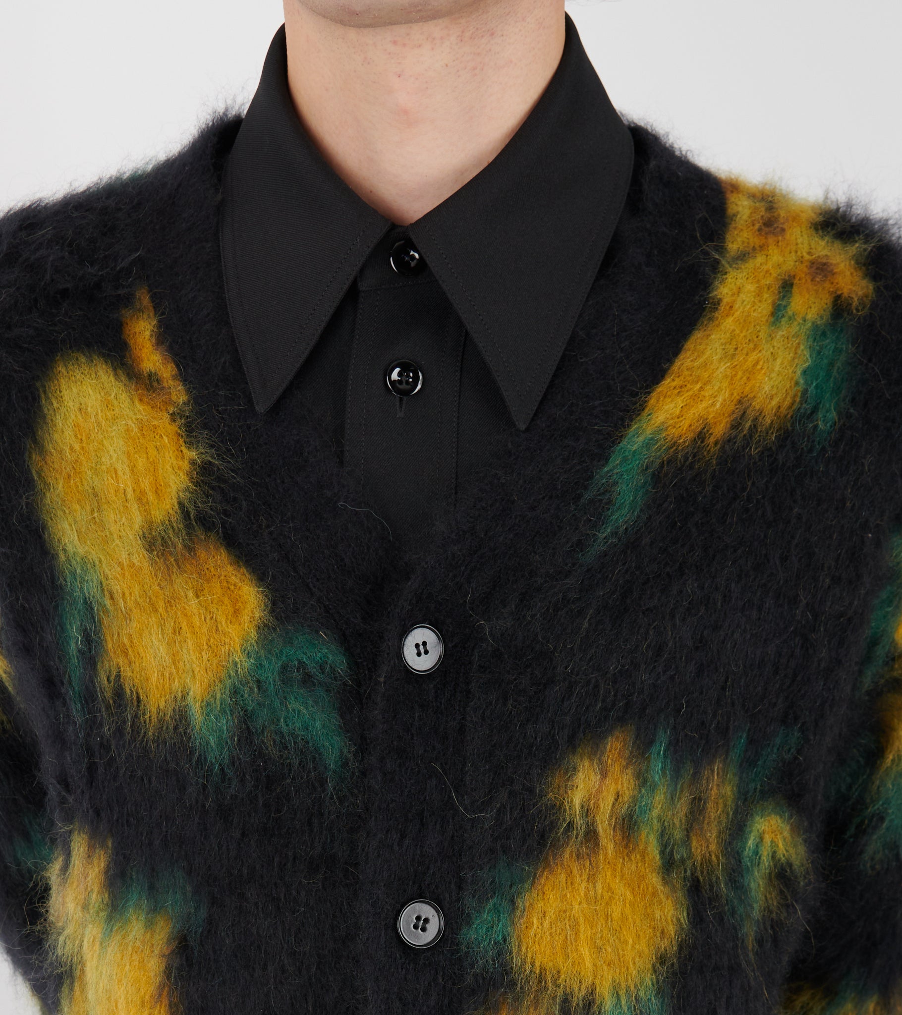 Floral Double Face Jacquard Knit Cardigan Black/Multi