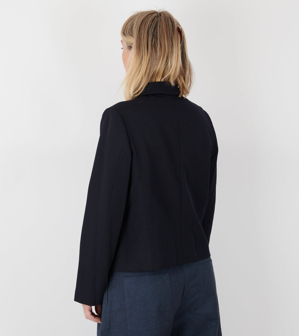 Round Collar Jacket Navy