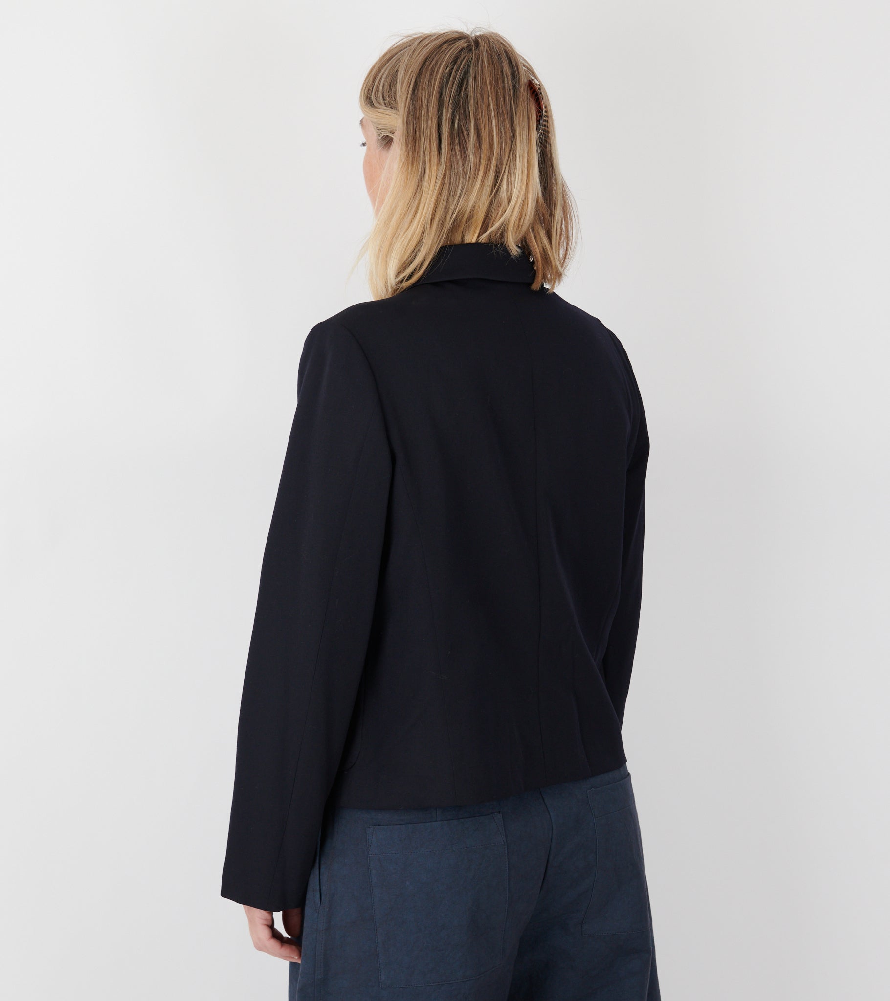 Round Collar Jacket Navy