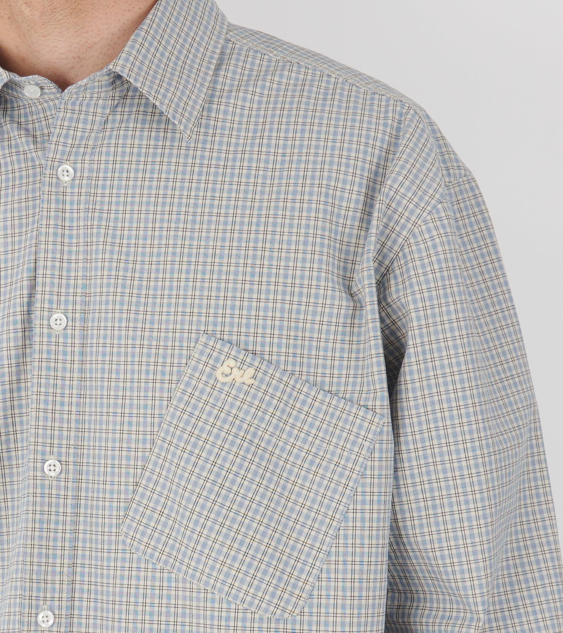 Relaxed Light Check Shirt Blue/Cream